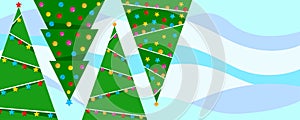 New Year banner with stylized Christmas trees.